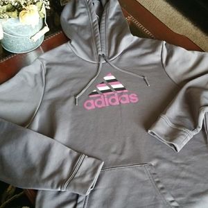 Adidas grey hoodie sweatshirt sz large